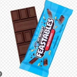 MrBeast Feastables Milk Crunch Chocolate, 10 Bars (60g Each)