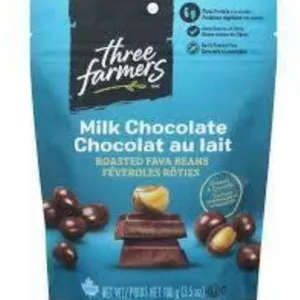 Three Farmers Milk Chocolate Roasted Fava Beans, 6 x 100g