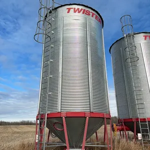 Twister 14' 3000bu 7 Ring Hopper Bottom Grain Bin w/ Crank Handle Gate Opener, Horizontal Aeration Tube * FAN NOT INCLUDED ** To be removed by Septemb