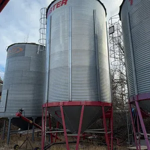 Twister 14' 3000bu 7 Ring Hopper Bottom Grain Bin w/ Crank Handle Gate Opener, Full bin indicator, Horizontal Aeration Tube, Skid * FAN NOT INCLUDED *