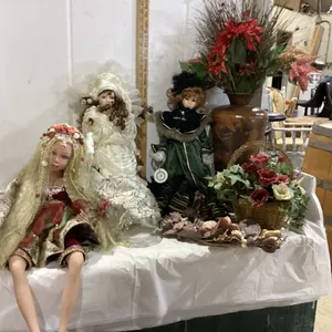 (3) BOXES W/ARTIFICIAL FLOWERS, PORCELAIN FAIRY DOLL, VASES, CRAFT SUPPLIES, ETC