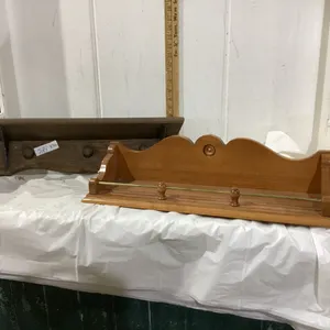 (2) WOOD DISPLAY SHELVES