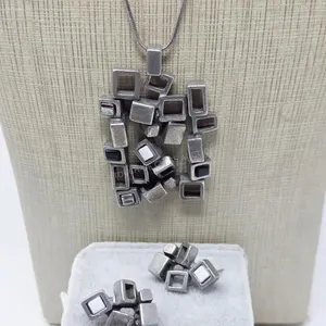 Stamped Cubist Necklace Set
