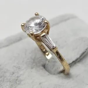 Stamped K14 L1 Cubic Zirconia Adorned Ring