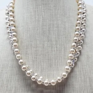 Vintage Pearl & Cubic Zirconia Necklace