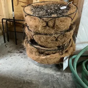 3 wire hanging baskets with coconut liners and