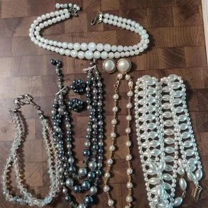 Vintage necklaces, earrings, and belt