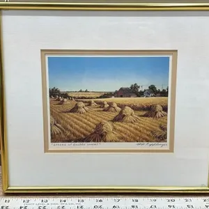 Stooks of Golden Wheat Framed Picture By H.K.