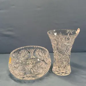 PINWHEEL CRYSTAL VASE & CRYSTAL BOWL