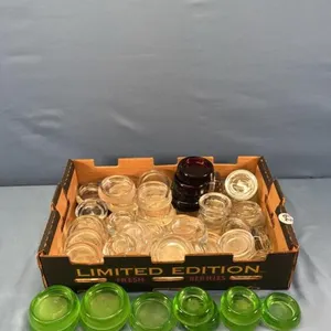 LOT OF APPROX 50 GLASS FURNITURE CASTER CUPS