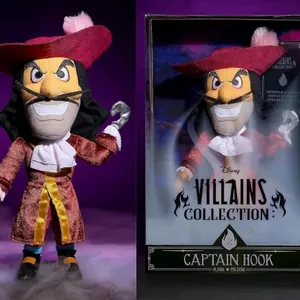 New Disney Villains Collection: Captain Hook Plush, 13-inch Collectible Plush Doll, Officially Licensed Kids Toys for Ages 3 Up, Gifts and Presents, A