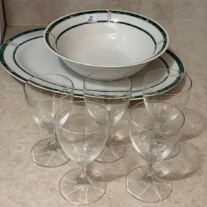 Lynns Serving Bowls & Stemware Lot