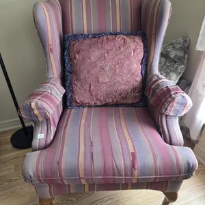Upholstered Queen Anne Wingback Chair