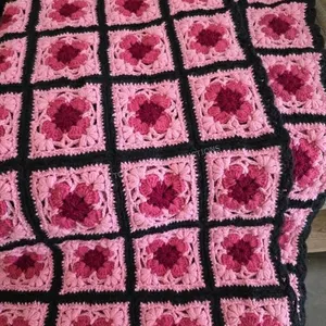 Pink & Black Afghan Throw