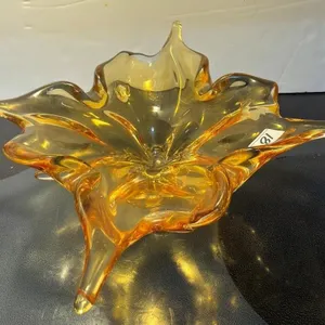 Vintage Amber Art Glass Centrepiece Bowl