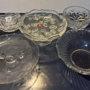 Vintage Glass & Crystal Serving Pieces Lot