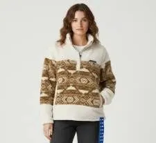 Columbia Women’s Cream Sherpa Pullover Fleece Jacket Medium Aztec Fair Isle Large