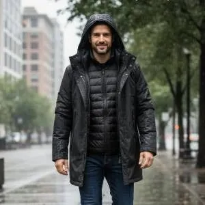 Hunter M/M Black Rain Jacket with Detachable Hood, Model 1898760
