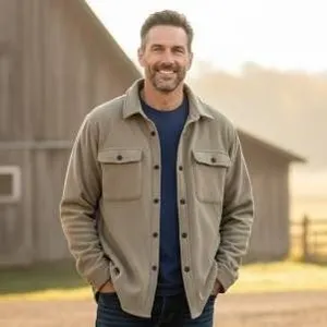Kirkland Signature L/G Long-Sleeve Shirt in Beige with Buttoned Pockets