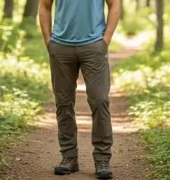 Gray-Colored Pants with Lightweight Fabric Construction