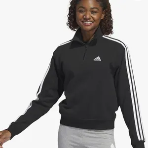 Adidas Black Zip Pullover With Stripe Design XXLT