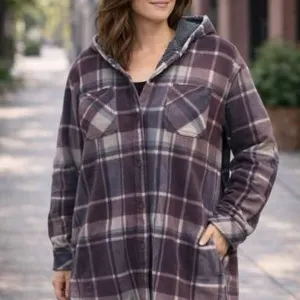 Realtree XL/TG Hooded Plaid Shirt with Fleece Lining