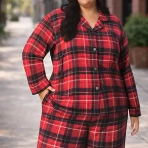 BedHead Pajamas 2-Piece Cotton Pajama Set XXL Red Plaid