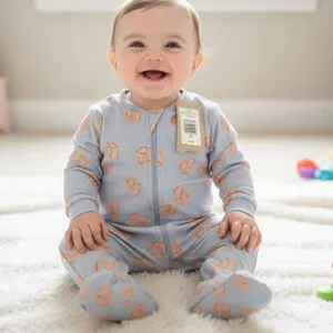 Pekkle Baby Sleeper, 9M, Organically Grown Cotton, Pretzel Print Design