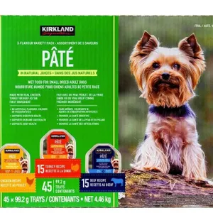 Kirkland Signature Wet Dog Food, Pâté Variety Pack, 45 x 99 g
