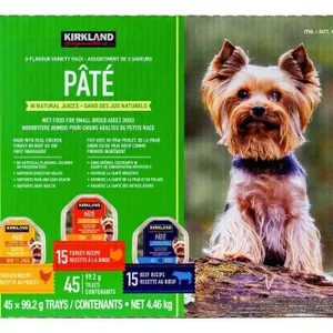 Kirkland Signature Wet Dog Food, Pâté Variety Pack, 45 x 99 g