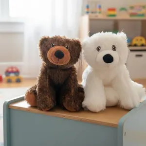 Plush Bear Toys in Brown and White Colors