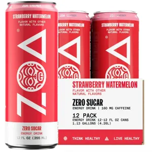 ZOA Energy Drink Strawberry Watermelon 12-Pack 355mL Zero Sugar