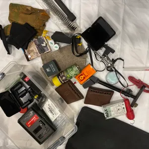 Assorted Box with Lubricating Oil, Luggage Tags, Gloves, Beam Shot Mount Base & More