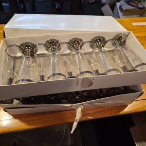 (50) Polycarbonate Champagne Flutes, (1) Stainless Steel Cup