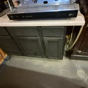 Wood 55" Wide 3 Door Cabinet with Laminate Top and Back Splash