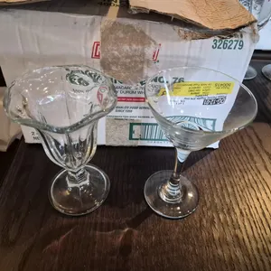 (9) 4oz Tulip Sundae Glasses, (7) 4oz Martini Glasses
