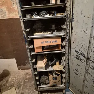 Enclosed Sheet Pan Rack on Casters with Assorted Parts