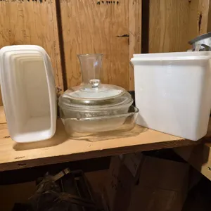 (6) Assorted Tupperwares, (3) Glass Baking Dishes