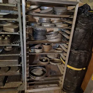 Side Loading Aluminum Sheet Pan Rack on Casters with Welded Frame and Assorted Bakery Pans