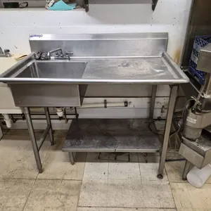 Universal Stainless Steel 1 Compartment Sink with Drain Board on Right, Faucet, and Drain - 52" x...