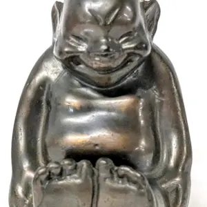 Vintage Unsigned Billiken Chicago Chalkware Bronze-Colored Figure Designed by Florence Pretz : God of Happiness, God of Luck and God of Things As They