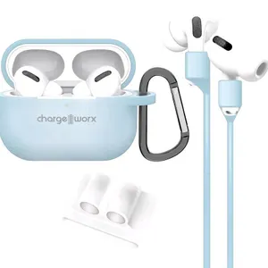 New Chargeworx 4-Piece Accessory Kit, Compatible with AirPods Pro | Dustproof Silicone Case, Carabiner, Magnetic Neck Strap, Watch Band Holder | Trave