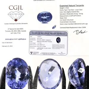 Natural Tanzanite, 1.72cts, Oval Cut. 8.55 × 6.50 × 4.34mm, Laser Enscribed, With 10+ Year Old Appraisal, Estimated Replacement Value $3072 At That Ti