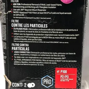 New 3M 2-Pack P100 Pro Particulate Filters For 3M Bayonet Mount Respirator & 3M 4-Pack Accuspray Atomizing Head Refill Kit For PPS Series 2.0, Cle
