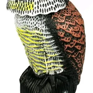 New SkyCabin Large Realistic Owl Humane Decoy Deterrent with Rotating Head Scare Bird from Gardens, Farms & Balconies,Natural Scarecrow Owl Statue
