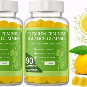 2 New Premium Feminine pH Balance Gummies For Vaginal Health - Probiotic Lemon Gummy Vegan Gluten-Free Sugar-Free 90 Gummies - 30 Servings Each [BB 07