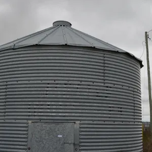Inland 1350 Bushel Grain Bin, mounted on wooden floor, floor included