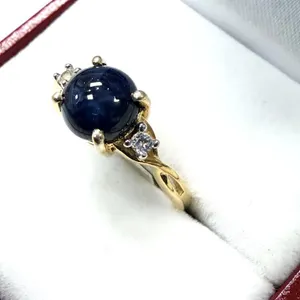 Gold Plated Sterling Silver Natural Sapphire (1.35ct) with White Topaz (0.07ct) Ring, Size 7.75, W/A $540.00. Sapphire is the birthstone for September