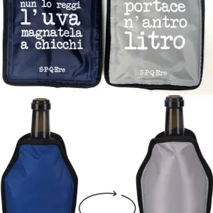 New Pair of Italian Wine Coolers | Bottle Gel Coolers Fits 750ml and 1.5L Bottle | Wine Chilling Sleeves : "If you can't handle the wine, eat the grap