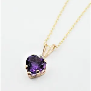 10KT Yellow Gold Natural Amethyst (0.80ct) Heart Pendant with Gold Plated Sterling Silver Chain, Retail $450.00. Amethyst is the birthstone for Februa